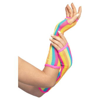 Guantes de Rejilla de Neón con Rayas para Adulto