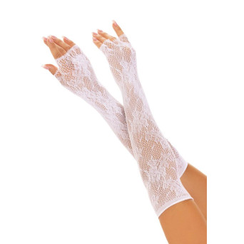 Guantes de Encaje de color Blanco sin Dedos para Adulto