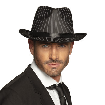 Sombrero de Gánster Tony de color Negro para Adulto