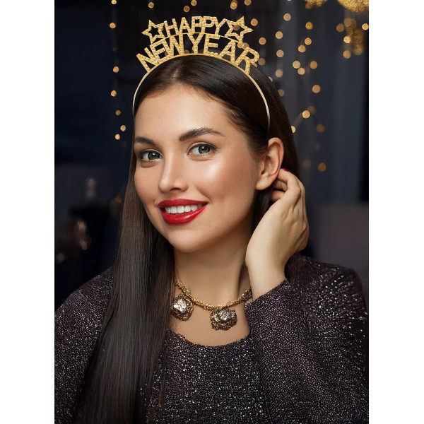 Diadema de Happy New Year de color Oro