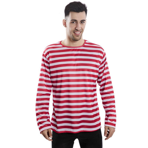 Camiseta de Rayas de color Blanco y Rojo para Adulto