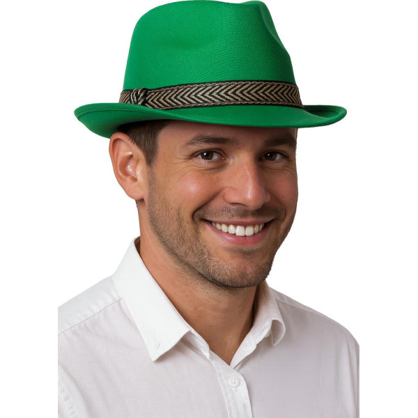 Sombrero de Gangster de color Verde para Adulto