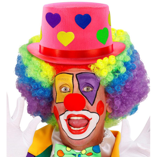 Sombrero de Copa de color Rosa con Corazones para Adulto