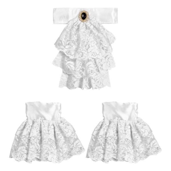 Set de Enagua con Gema y Muñequeras de Encaje de color Blanco para Adulto