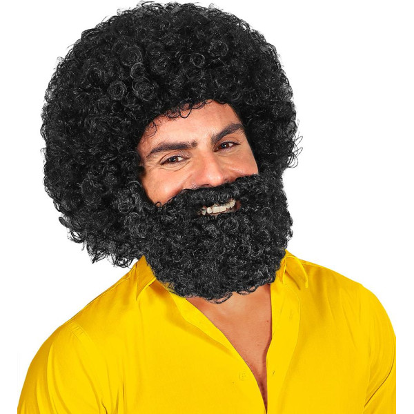 Peluca Negra de Jerome con Barba para Adulto