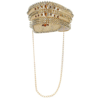 Gorra de Capitán Fever Deluxe de color Oro con Lentejuelas para Adulto