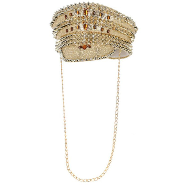 Gorra de Capitán Fever Deluxe de color Oro con Lentejuelas para Adulto