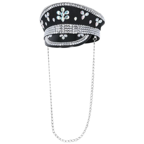 Gorra de Capitán Fever Deluxe de color Negro con Lentejuelas para Adulto