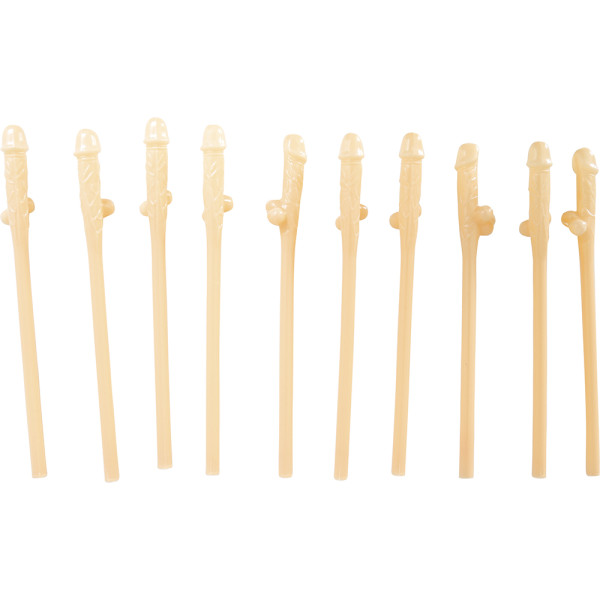 Pajita de Pene 10 Unidades de 19,5 Centímetros