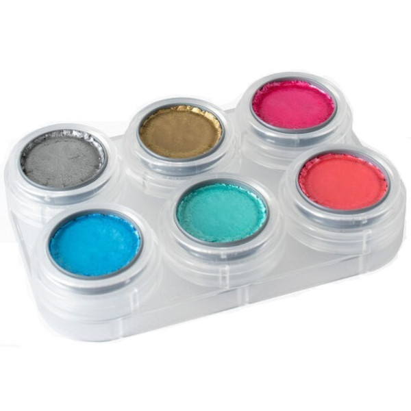 Paleta de Maquillaje al Agua Brillante P6 de 6 Colores de 2,5 Mililitros de Grimas