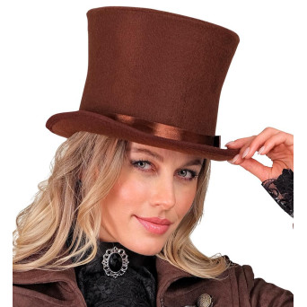 Sombrero de Copa de color Marrón para Adulto