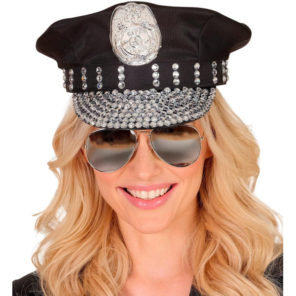 Gorra de Policía con Strass para Adulto