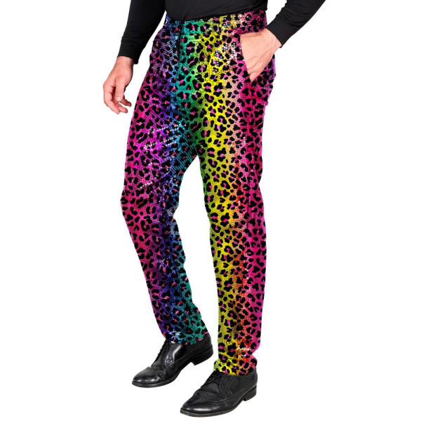 Pantalón de Leopardo Rainbow con Lentejuelas para Adulto