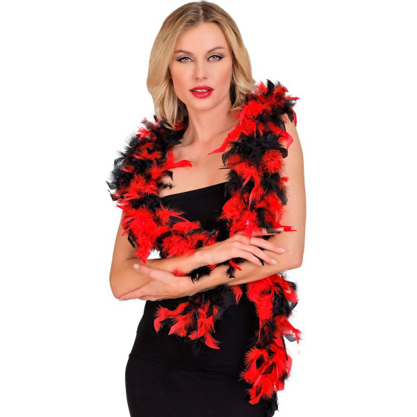 Boa de Plumas de color Rojo y Negro de 1,80 Metros y 50 Gramos
