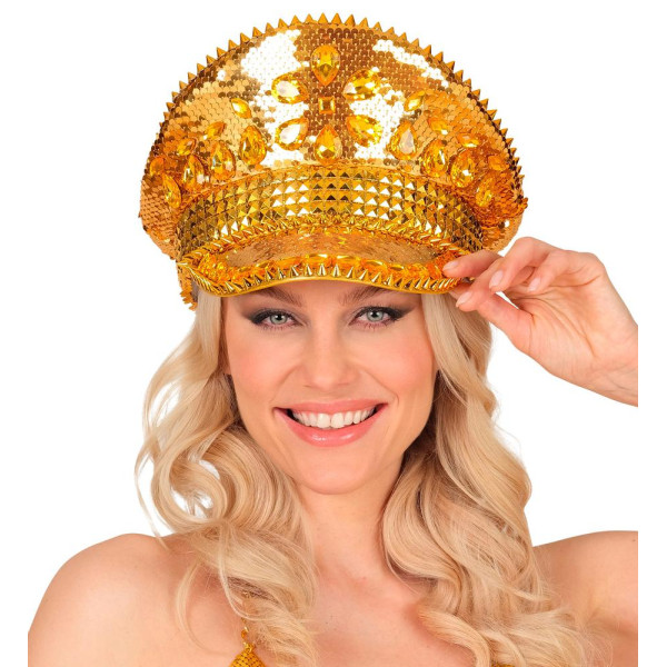Gorra de Festival de color Oro con Lentejuelas para Adulto