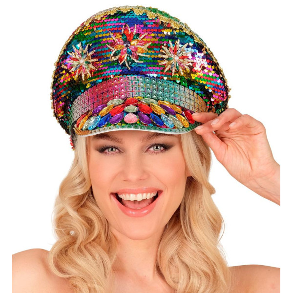 Gorra de Festival Rainbow Pride con Lentejuelas para Adulto
