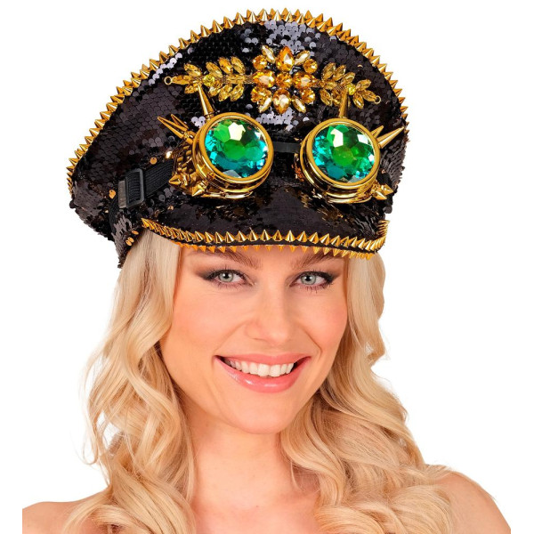 Gorra de Festival de color Negro con Lentejuelas para Adulto