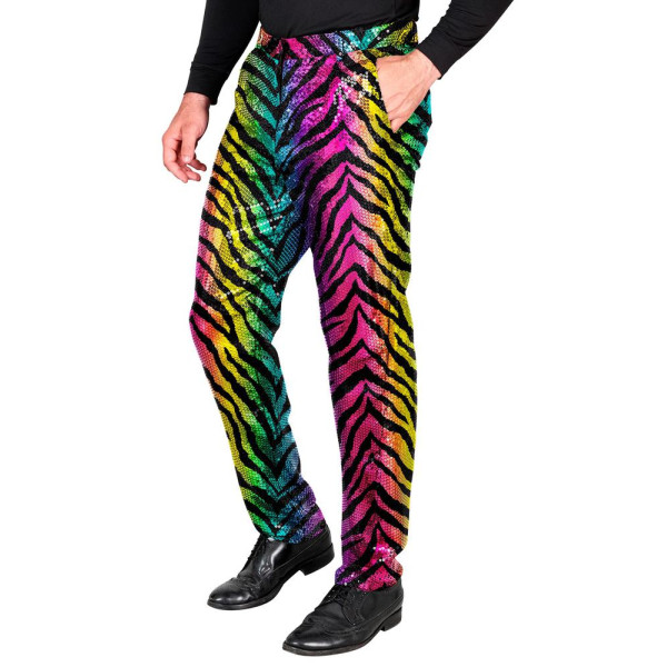 Pantalón de Tigre Rainbow con Lentejuelas para Adulto