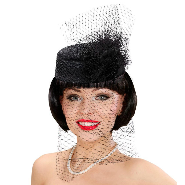 Sombrero de Tina con Rejilla y Pluma para Adulto