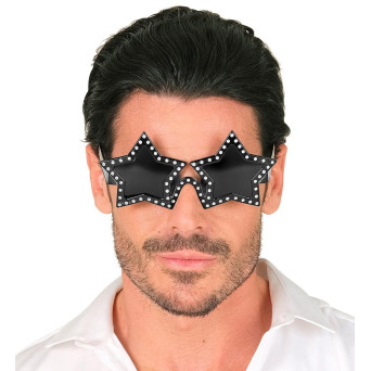 Gafas de Estrella de color Negro con Strass para Adulto