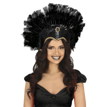 Tocado de Plumas de color Negro para Adulto