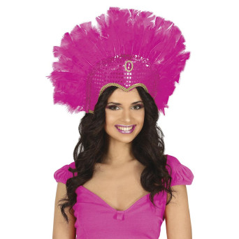 Tocado de Plumas de color Fucsia para Adulto