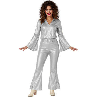 Disfraz de Disco de color Plata para Adulto
