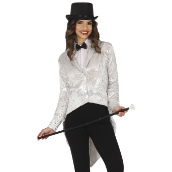 Frac de color Plata con Lentejuelas para Adulto
