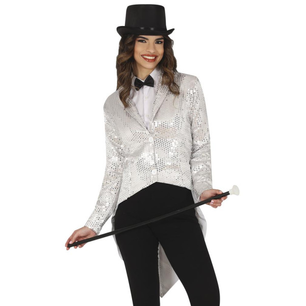 Frac de color Plata con Lentejuelas para Adulto