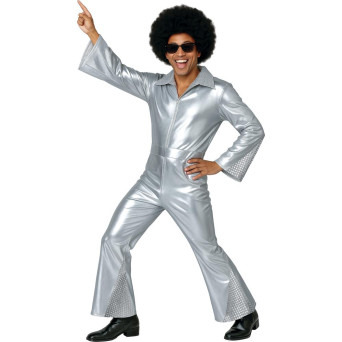 Disfraz de Disco de color Plata para Adulto