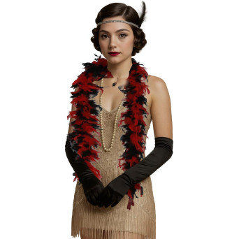 Boa de Plumas de color Rojo y Negro de 80 Gramos