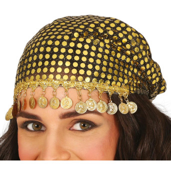 Pañuelo de Pitonisa con Monedas de color Oro para Adulto