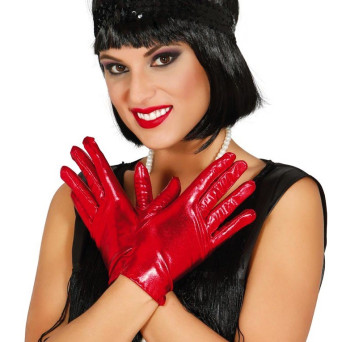Guantes de color Rojo Metalizado de 22 Centímetros para Adulto