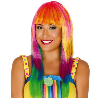 Peluca Multicolor de Melena para Adulto