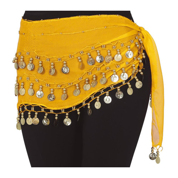 Pañuelo de Cíngara de color Amarillo con Monedas para Adulto
