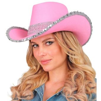 Sombrero de Vaquero de color Rosa para Adulto