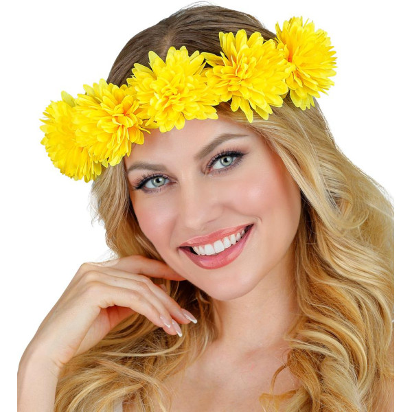 Corona de Flor de color Amarillo para Adulto