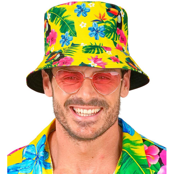 Gorro de Pescador de Fiesta de Verano de color Amarillo Neón para Adulto