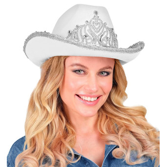 Sombrero de Vaquero de color Blanco con Tiara para Adulto