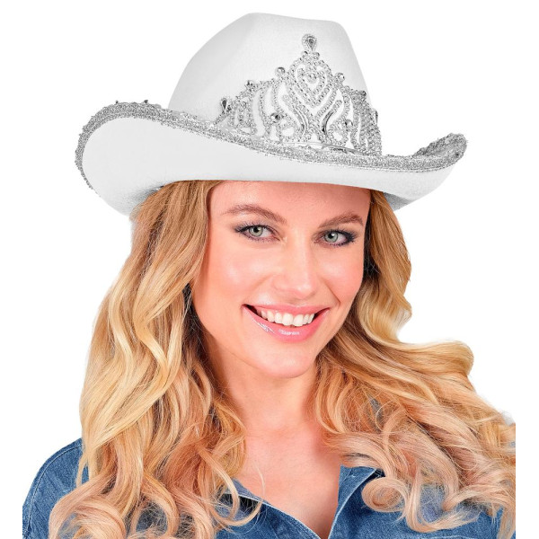 Sombrero de Vaquero de color Blanco con Tiara para Adulto