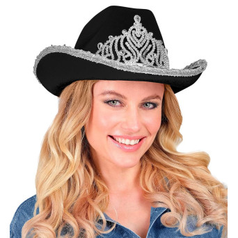Sombrero de Vaquero de color Negro con Tiara para Adulto