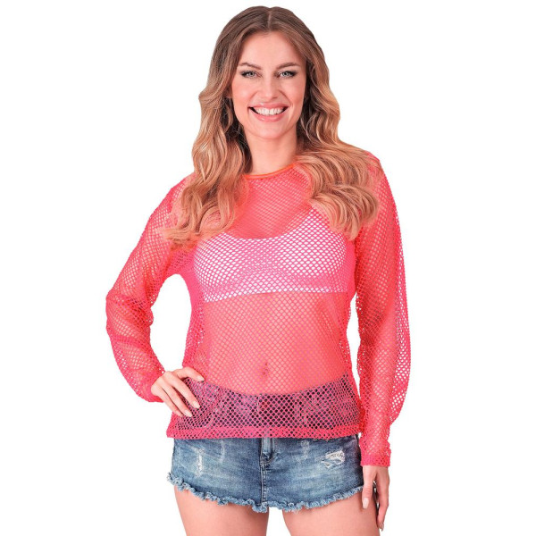 Camiseta de Red de color Rosa Neón para Adulto
