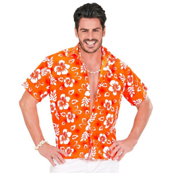 Camisa Hawaiana de color Naranja para Adulto