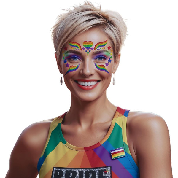 Gema Facial Adhesiva de Rainbow con Purpurina