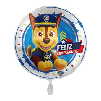 Globo Foil de Feliz Cumpleaños Patrulla Canina Chase de 43 Centímetros