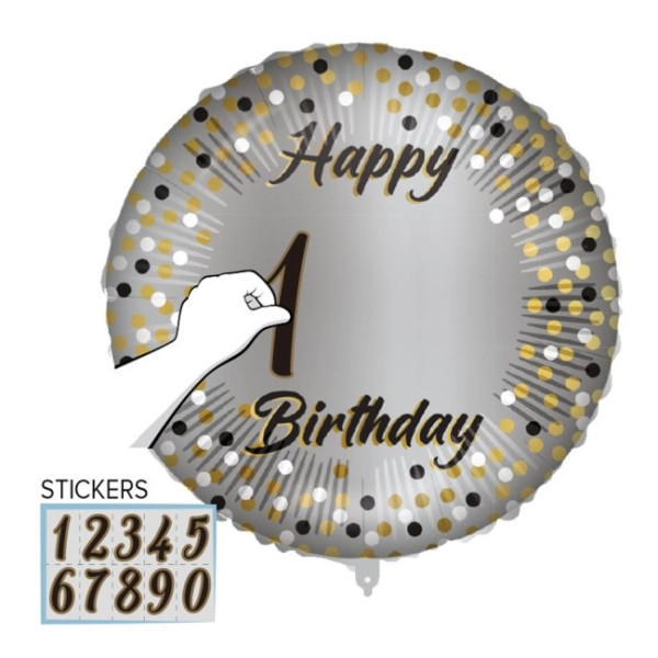 Globo Foil de Happy Birthday Plata Personalizable de 46 Centímetros
