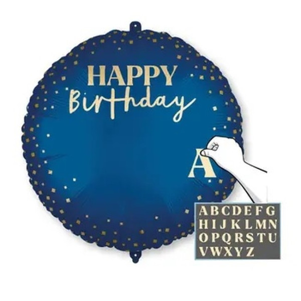 Globo Foil de Happy Birthday Azul Personalizable de 46 Centímetros