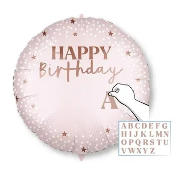 Globo Foil de Happy Birthday Rosa Personalizable de 46 Centímetros