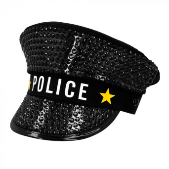 Gorra de Policía de color Negro para Adulto