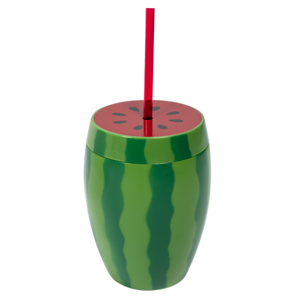 Vaso de Sandia de 900 Mililitros con Pajita